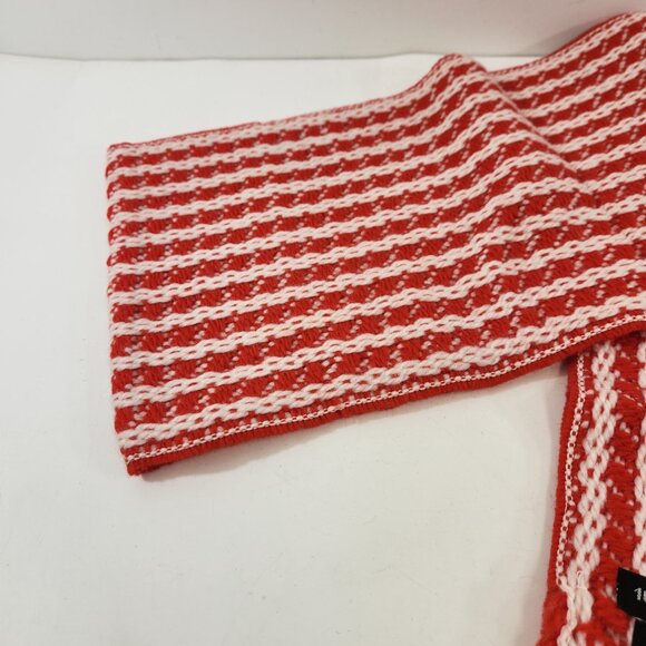 Vintage Wool Knit Red White Striped Scarf West Germany Candy Cane Fringed - Picture 3 of 7